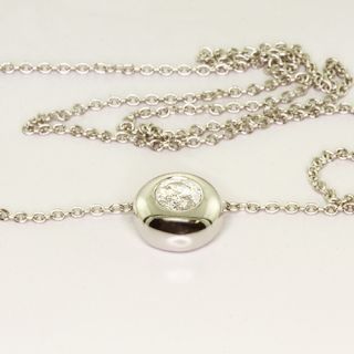  14k White Gold Round Bezel Diamond Pendant Necklace Solitaire