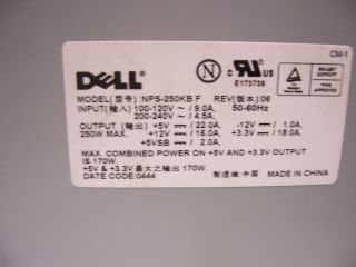 Dell K2583 250W ATX Power Supply Dimension 8200 8250