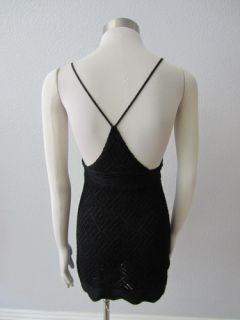 Diane Von Furstenberg  Black Crochet Tunic Sparkle LBD Wool