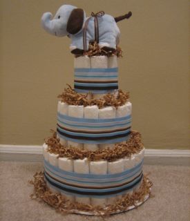  Boy Elephant Diaper Cake for Baby Shower Centerpiece Baby Gift