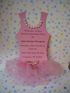  Princess Ballerina Tutu Party Invitation