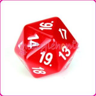 Opaque Red 24mm D20 RPG Dice 20 Side w Number Game Toy