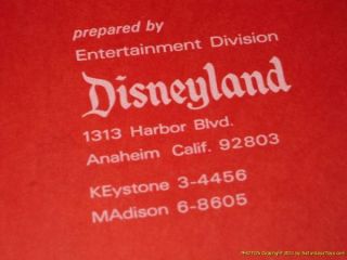 1970 Walt Disney Disneyland Master Event Script California Angels