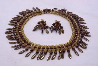DEMARIO LIGHT GOLDEN YELLOW & COPPER COLORED BEADED NECKLACE