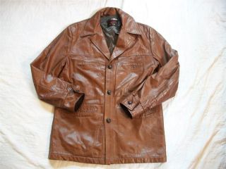  Vintage Glove Leather Cowhide Blazer Jacket Coat Sz 40 DeLong