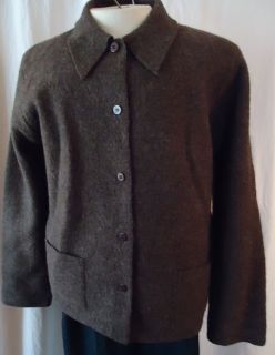 Deane White 100 Wool Jacket Blazer Unlined Boiled Wool DarkBrown Size