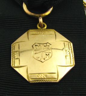 DeMolay   Vintage Black Ribbon Watch Fob Medal Shield Masons Masonic
