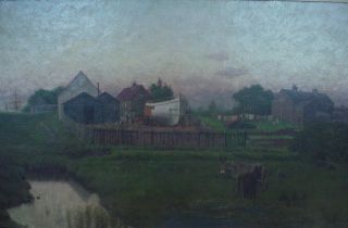 Antique 19th Century Original William Bright Morris Landscape Oil