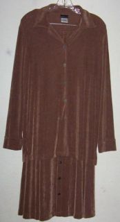 2pc Citiknits Sz s Top Skirt Slinky Travelers Brown