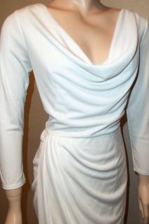BCBG MAXAZRIA New White Draped Neck Dress Sz M D55