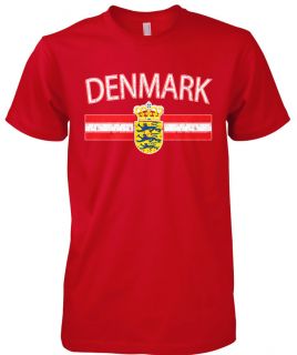 Denmark Crest Mens T Shirt Soccer Football Danish Tee