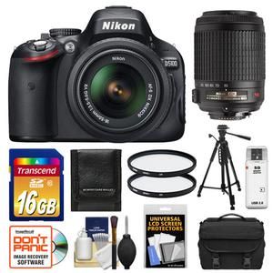 Nikon D5100 Digital SLR Camera 18 55mm 55 200mm VR DX Lens Kit 16 2 MP