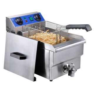 Commercial Electric 10L Deep Fryer w Timer and Drain Stainless Steel