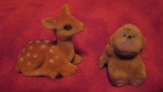 Flocked Monkey Babboon and Flocked Deer 