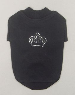 Designer Dog Clothes with Crown Rhinestones Small Dog T Shirts Cotton