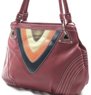 New Red Designer Handbag Bag Purse Tote 2 Way Satchel