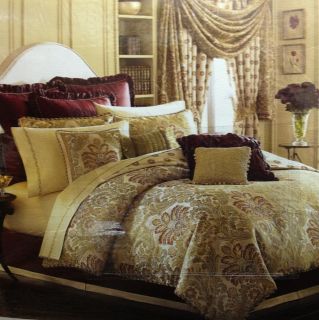 Waterford Linens Delaney Gold Queen Comforter Plus Shams New
