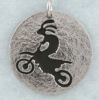 Kokopelli Jumping Dirt Bike Motocross Hand Crafted Sterling Silver