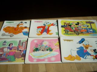 Set of 6 Vintage Disney Placemats RCA Victor Promotionals