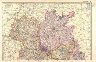 SHROPSHIRE NORTH 1910 Large detailed County Map by George W. Bacon