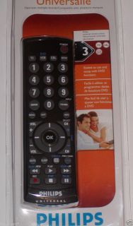 Philips Universal 3 Device Remote Control Black New TV CBL DVD