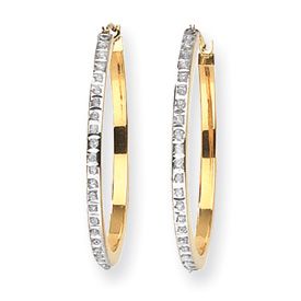 14k Gold Round Hinged Diamond Accent 1 1 8 Hoop Earrings