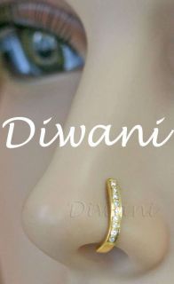   Diamond Engagement Wedding Nose Hoop Stud Piercing Ring Pin 14k Gold