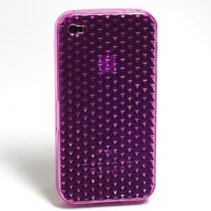 Light Purple Diamond Embossed Rubber Case for iPhone 4