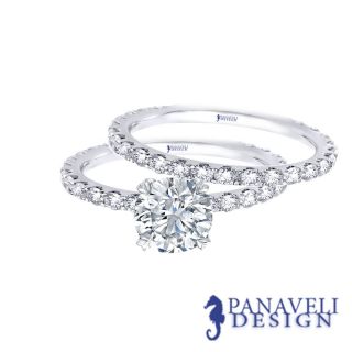diamond engagement ring and wedding band in 18k white gold