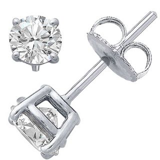 Diamond stud earrings 0 10ct real diamond 14k white gold round cut G H
