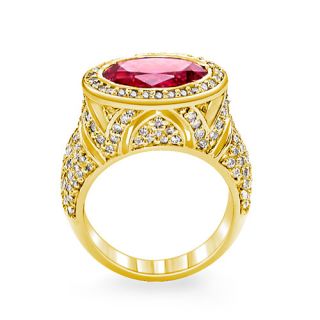 6ct Pink Tourmaline Diamond Anniversary Ring 14k Gold Y