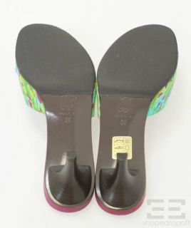 DVF Diane Von Furstenberg Green Purple Knotted Slide Heels Size 38 New
