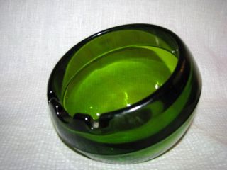  Viking Emerald Green Modern Art Glass Solid Ball Ashtray 1960s