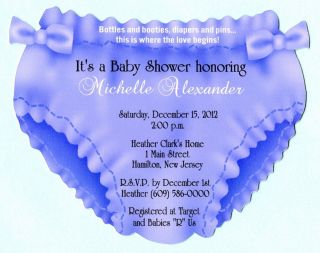 Die Cut Diaper with Bows Personalized Baby Shower Invitations with
