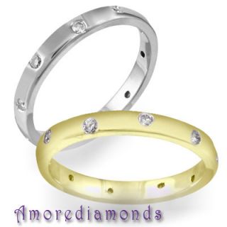 ct I SI2 round diamond burnish set designer women wedding ring 14k