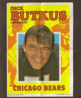 1971 Dick BUTKUS Topps NFL Football Mini Poster card Game Chicago