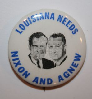  Nixon and Agnew Jugate Louisiana Campaign Button Political Pinback Pin