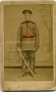 Imperial Russian Soldier w Sword Sabre Antique Photo