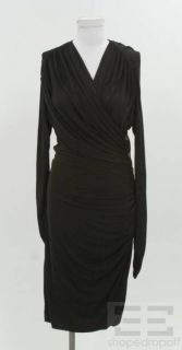 Derek Lam Black Gathered Snap Front Long Sleeve Dress US 8 New w Tags