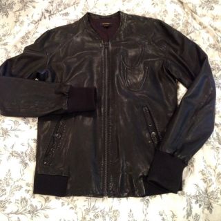 Diesel Black Gold Leather Jacket in Coats & Jackets
