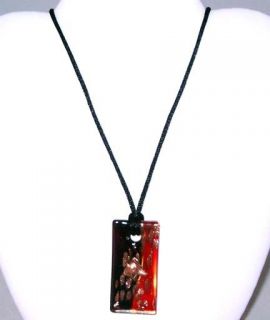 Greyhound Dog Jewelry Pendant Necklace Red Blk Glass