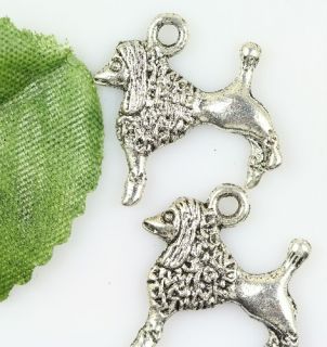 Wholesale lot 10pcs two sided silver dog charms pendants 18mm