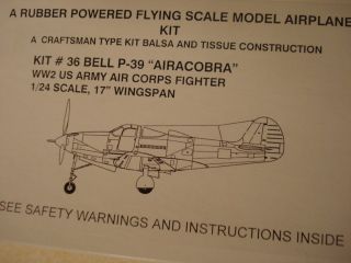 Diels Engineering Bell P 39 Airacobra F F Model Airplane Kit