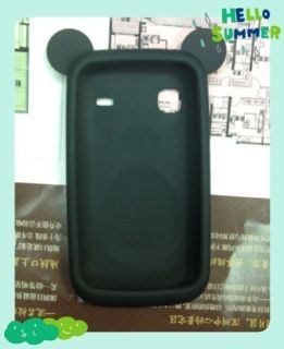 Black Panda Dog Ear Silicone Soft Back Cover Case for Samsung Galaxy