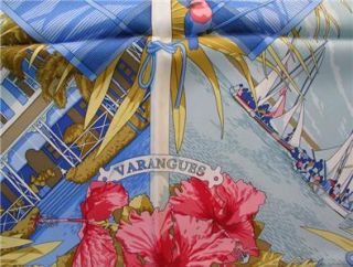  Authentic Vintage Silk Scarf Verangues by Dimitri Rybaltschenko 90 cm