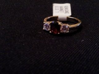  10K Gold Garnet Dimond Ring