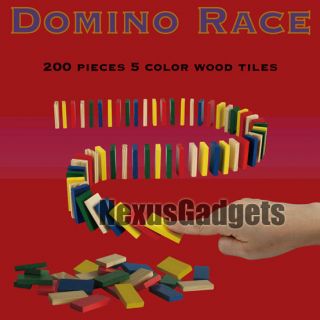 Dominoes Race Game Set 200 Unmarked Wooden Pieces 5 Colors Kids Racing