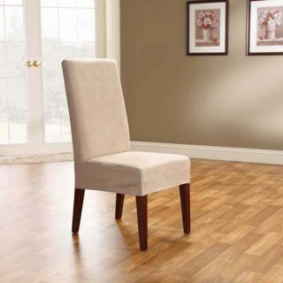Surefit Taupe Soft Suede Short Dining Chair Cover New