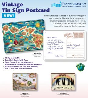 Outrigger Diamondhead Vintage Hawaii Tin Sign Postcard