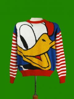 vtg donald duck disney acrylic sweater mickey co l